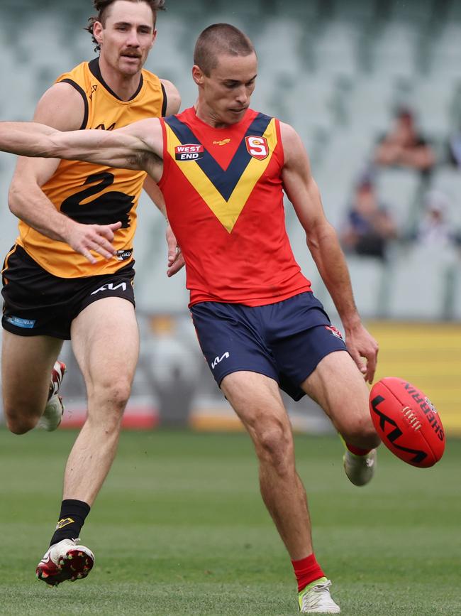 Norwood’s Matthew Ling in action for South Australia against Western Australia in the interstate clash at Adelaide Oval. Picture: David Mariuz/SANFL