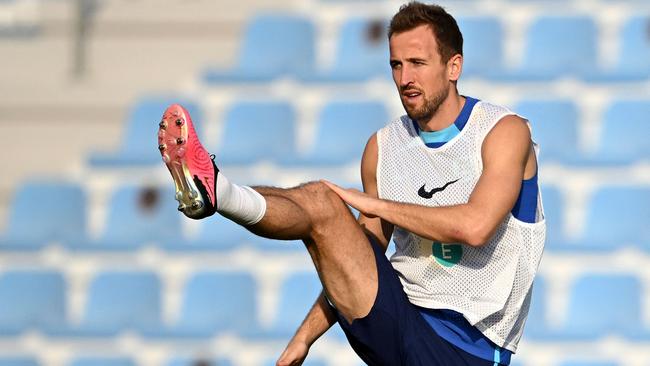 England's forward Harry Kane takes part in a training session before taking on France in their quarter-final. Picture: AFP