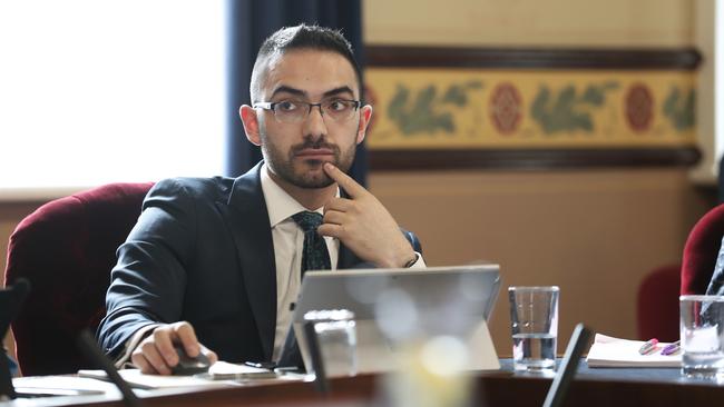 Alderman Simon Behrakis during the meeting. Picture: LUKE BOWDEN