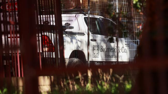 A Bidmead &amp; Co van pictured at the scene of the tragedy at Fort Street High School on August 5. Picture: Justin Lloyd.