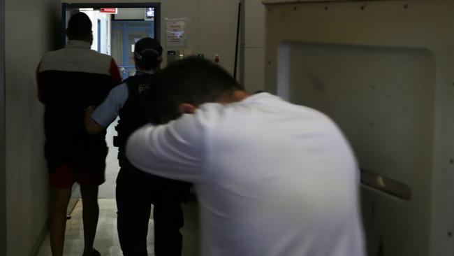 Strike Force Pinnacle transfer drug dealers to Dubbo Police Station after they were arrested in Wellington. Picture: NSW Police