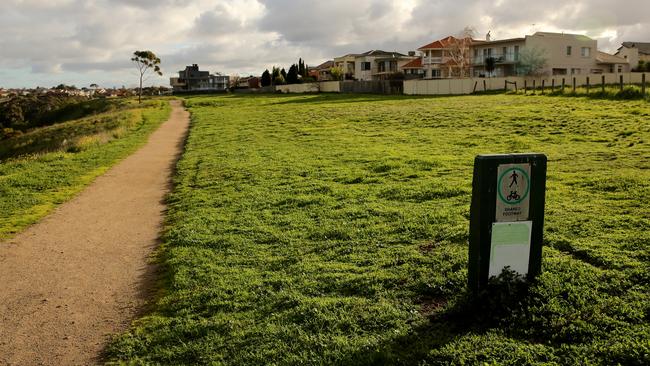 The track behind Karen Ristevski's home in Avondale Heights was searched by police. Picture: Stuart McEvoy