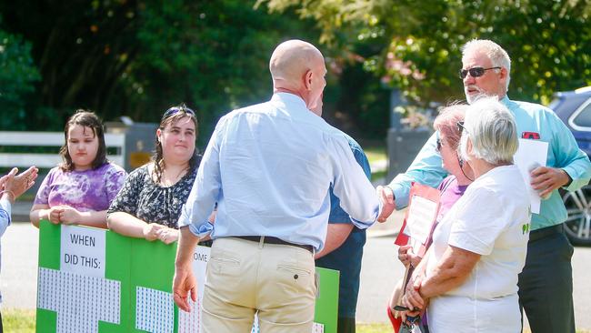 Premier Peter Gutwein and Attorney General Elise Archer met with Westbury residents today ahead of a community consultation meeting around the Government's preferred northern prison site. Picture: PATRICK GEE