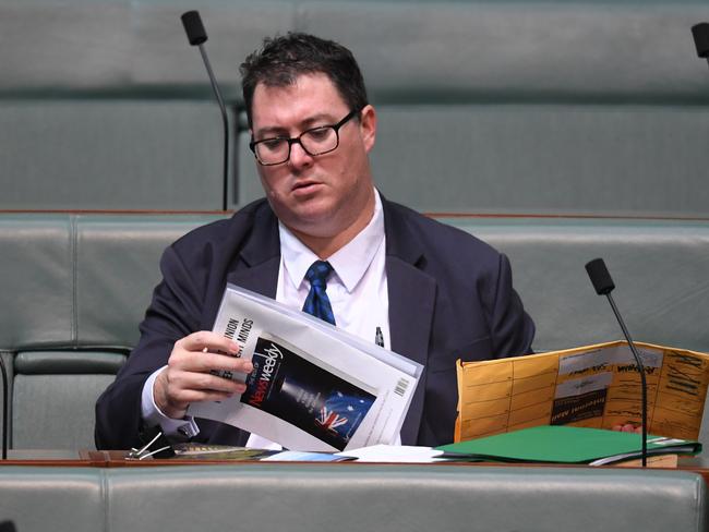 Nationals backbencher George Christensen reacts during House of Representatives Question Time. Picture: AAP