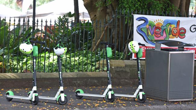 Gold Coast streets and footpaths have also been littered with dumped pushbikes since the council approved community bike hire scheme Mobike last year. Will Lime scooters (pictured) be next? (AAP image, John Gass)