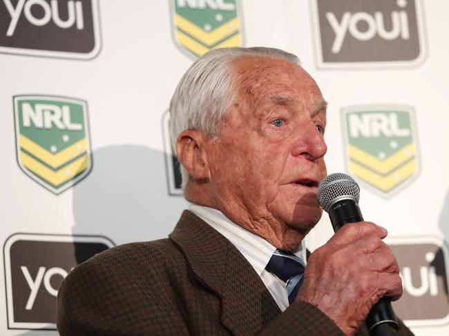 Brian Barry, a former first grade touch judge and referee for 20 years, celebrated his 100th birthday on Tuesday. File picture: Brett Costello