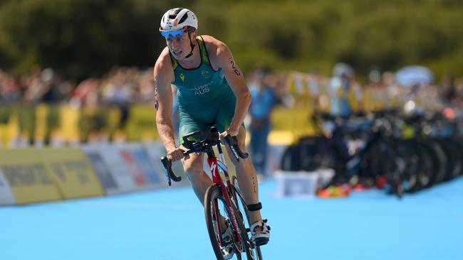 Matthew Hauser competes during Triathlon Mixed Team Relay Final at the Birmingham 2022 Commonwealth Games. Picture: David Ramos/Getty Images.