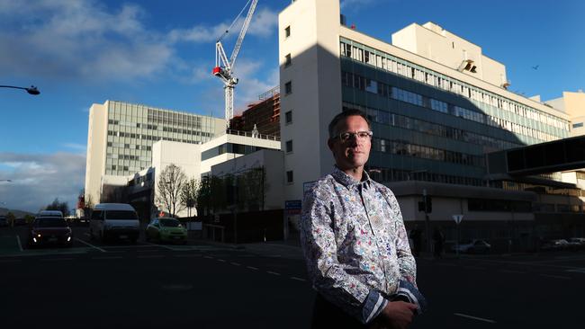 Dr Craig Quarmby, executive clinical director at the Royal Hobart Hospital, talking to reporters on Monday. Picture: NIKKI DAVIS-JONES