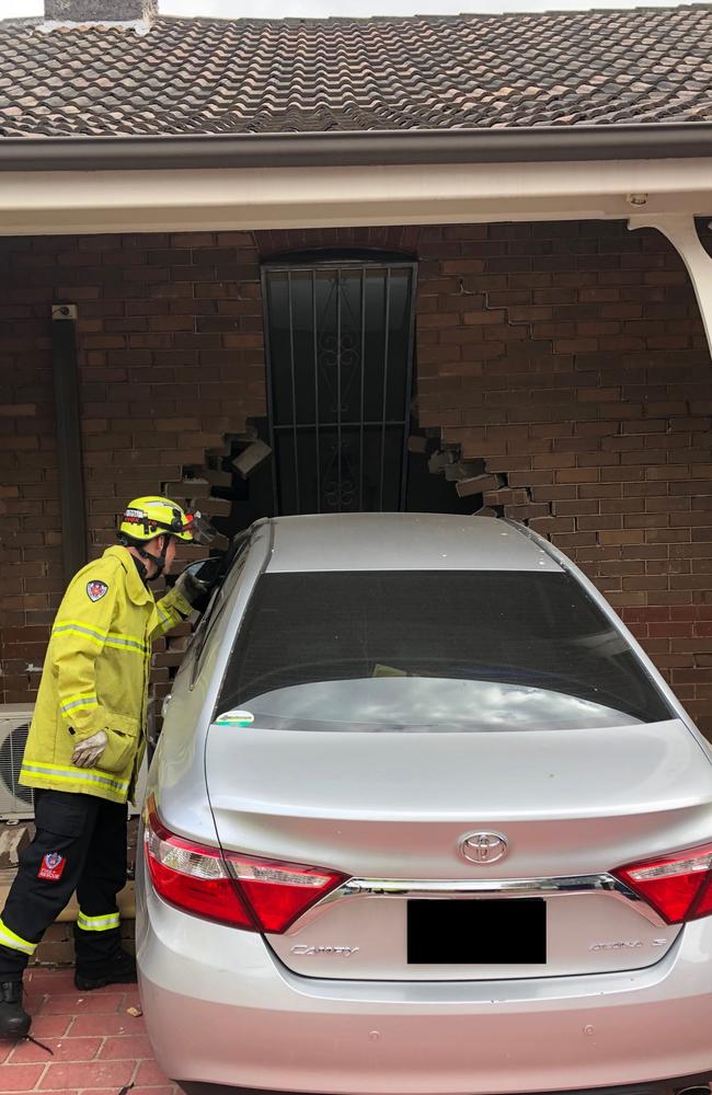 The driver was able to get out of the car before Fire and Rescue arrived. Picture: Fire and Rescue NSW