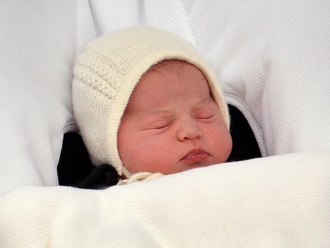 A newborn Princess Charlotte leaves the Lindo Wing at St Mary's Hospital just hours after her birth.