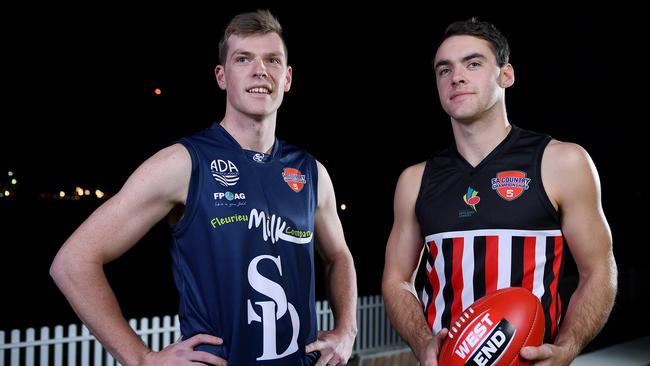 Sam Tharaldsen (left) has been a strong coach of Flagstaff Hill this year. Picture: Mark Brake