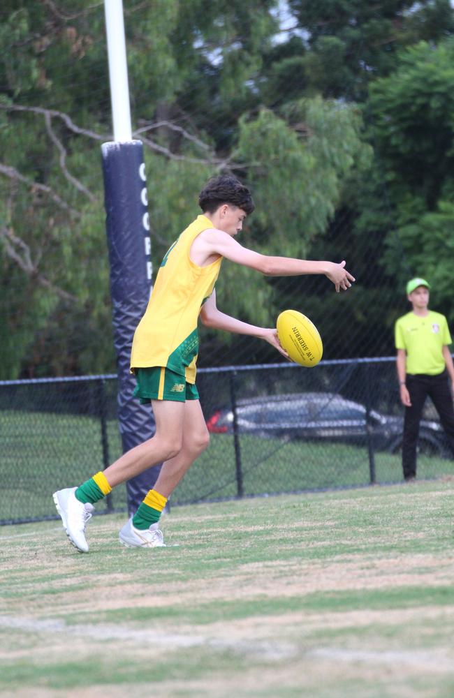 St Patrick's College launch down field against Villanova College.