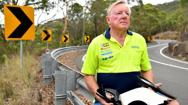 Local John Milne at the scene where a motorcyclist was killed in January after coming off his bike on the Old Pacific Highway at Cowan, Sydney, Tuesday, Jan. 23, 2018. (AAP Image/Joel Carrett)