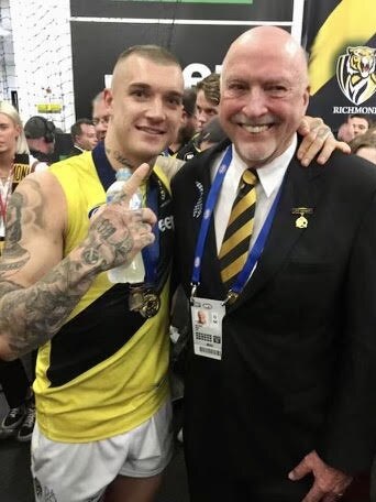 Dustin Martin and Rex Hunt after the 2017 AFL grand final.