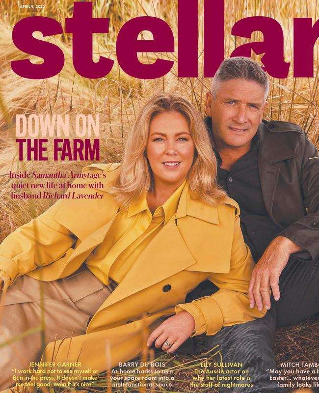 Sam Armytage and husband Richard Lavender on the cover of Stellar.