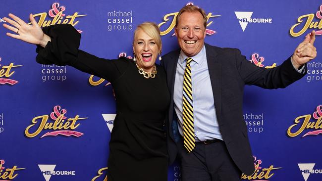 Lord Mayor Sally Capp and Andrew Sutherland attend opening night of &amp; Juliet at the Regent Theatre in Melbourne. Picture: Sam Tabone/Getty Images