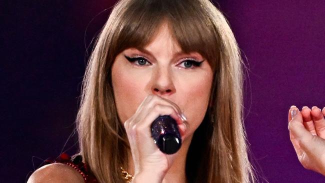 US singer and songwriter Taylor Alison Swift, also known as Taylor Swift performs on stage at the Paris La Defense Arena as part of her The Eras Tour, in Nanterre, north-western France, on May 9, 2024. (Photo by JULIEN DE ROSA / AFP)