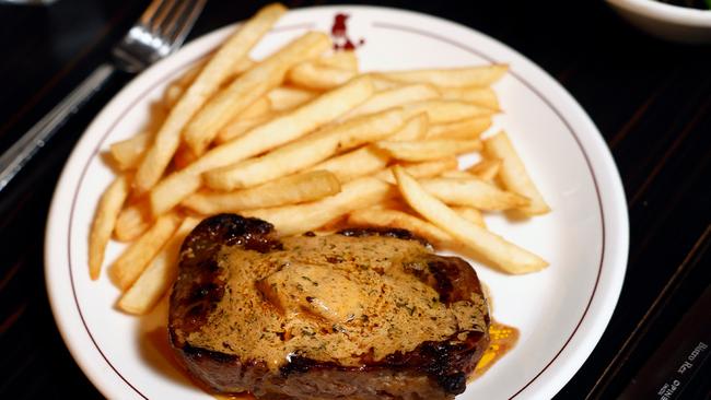 Streak frites at Bistro Rex at Potts Point in Sydney. Picture: Richard Dobson