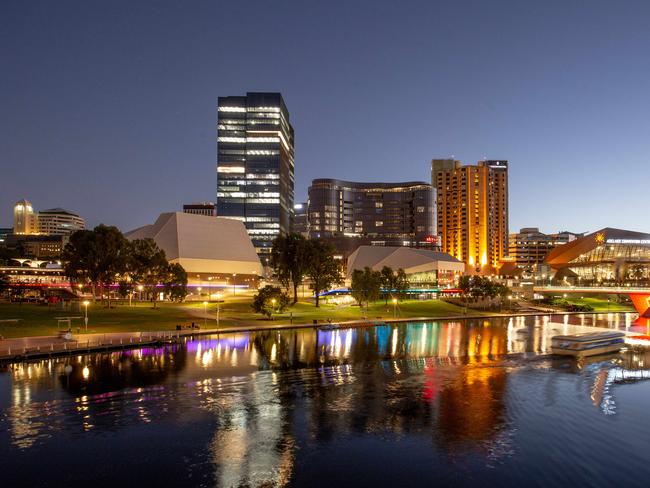 Adelaide Night Skyline from Adelaide Oval. 2nd February 2024 - Picture: Brett Hartwig