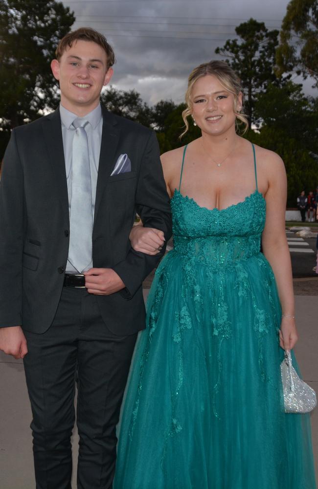 Bailey Timmins and Abby Hammond walk the red carpet at Assumption College's year 12 formal on April 22, 2025. Photo: Jessica Klein