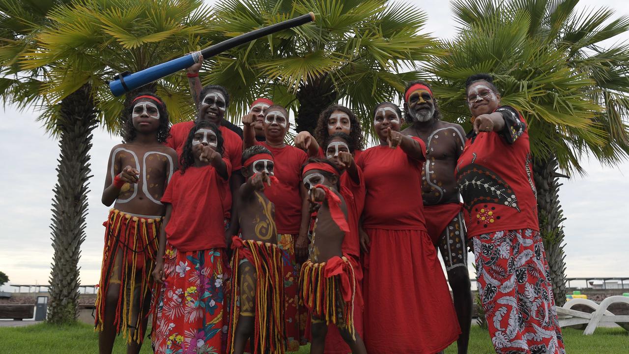 Garramilla Dancers at the smoking ceremony at Darwin Waterfront celebrations. Picture: (A)manda Parkinson