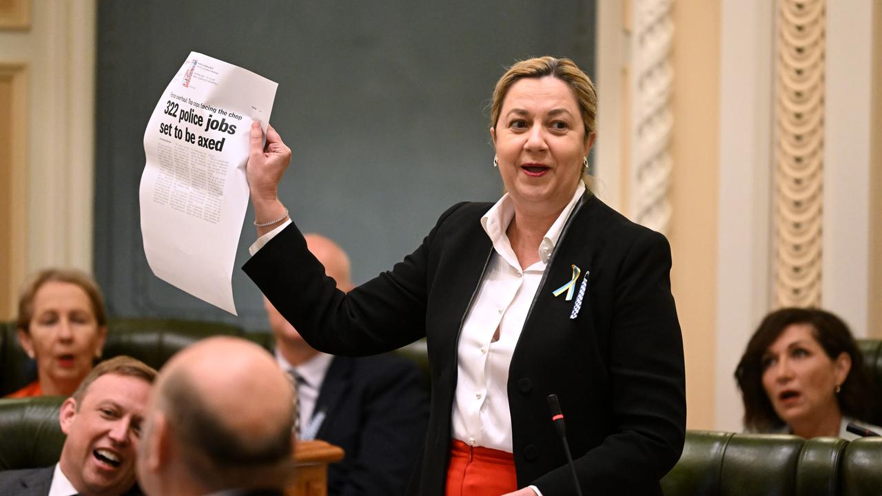 BRISBANE, AUSTRALIA - NewsWire Photos - FEBRUARY 23, 2023. Queensland Premier Annastacia Palaszczuk speaks during Question Time in Parliament House. Picture: NCA NewsWire / Dan Peled