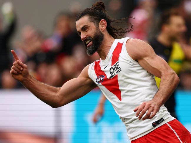 Brodie Grundy lifted the Swans on Saturday. Picture: Morgan Hancock/AFL Photos/via Getty Images