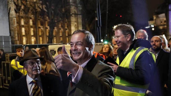 Brexit Party leader Nigel Farage in London. Picture: AP