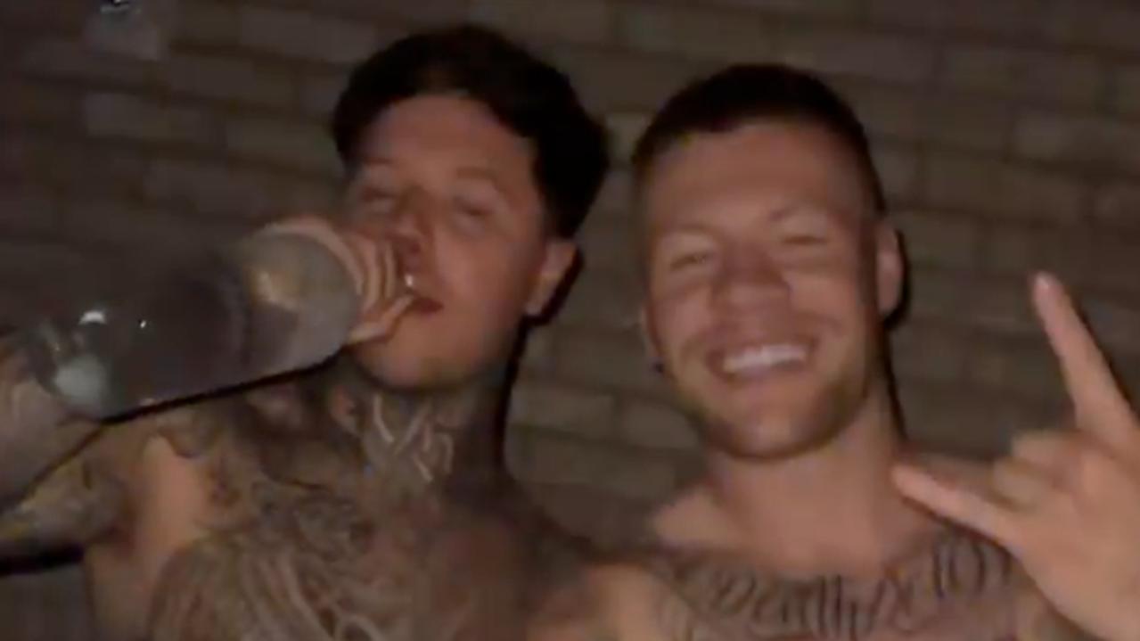 Collingwood star Jordan De Goey and tattoo artist Luke Dyson partying in New York. Picture: supplied
