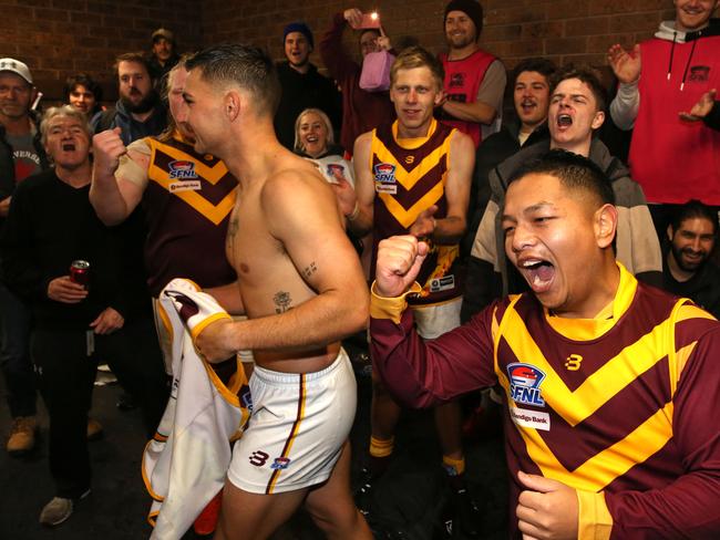 Lyndale supporters join in the chorus. Picture: Stuart Milligan