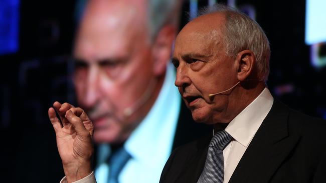 Former Prime Minister Paul Keating speaking at the Sohn Hearts and Minds investment conference, which brings together leading investors from Australia and around the world to share their best investment ideas to raise money for medical research. (Jane Dempster/The Australian)