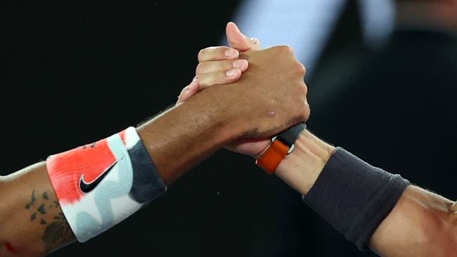 Did this handshake end Nick Kyrgios and Rafael Nadal’s public feud? Picture: Clive Brunskill/Getty