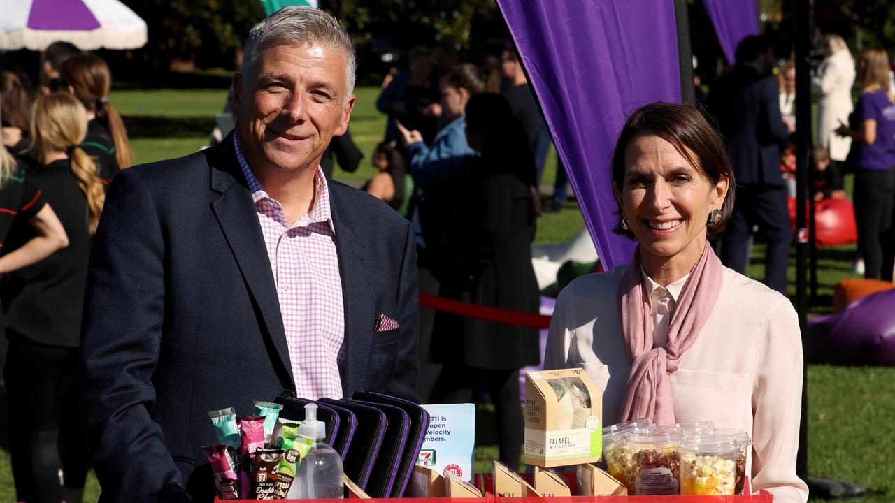 CEO of 7-Eleven Angus McKay and Jayne Hrdlicka CEO at Virgin Australia pictured in Sydney CBD. Picture: NCA NewsWire / Damian Shaw