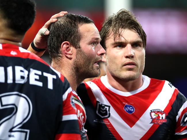 Roosters' Boyd Cordner after head knock during the NRL match between the Sydney Roosters and Newcastle Knights at the SCG. Picture. Phil Hillyard