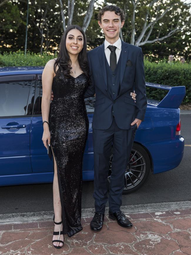 Selena Wania and Ben Kamel at Centenary Heights State High School formal at Picnic Point, Friday, November 20, 2020. Picture: Kevin Farmer