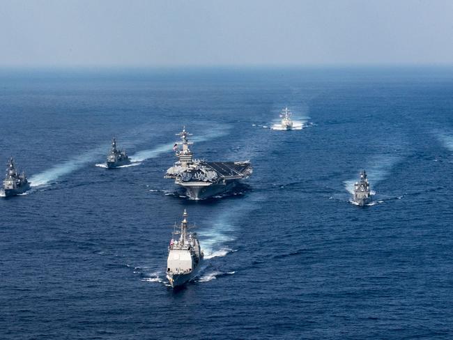North Korea said America’s decision to send a Navy strike group to Korean waters is “reckless”. Picture: US Navy