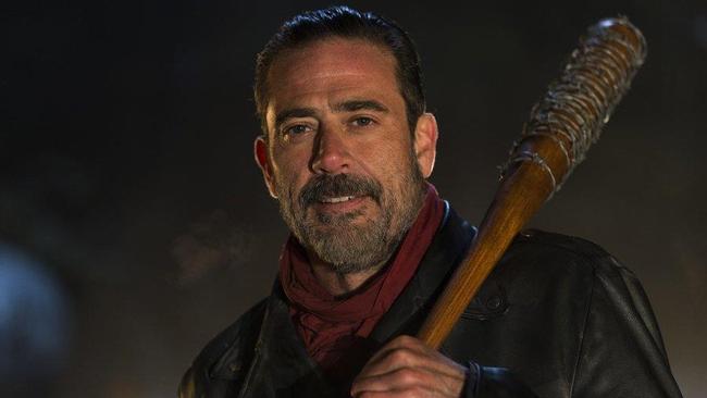 Negan with his barbed wire-wrapped baseball bat Lucille.