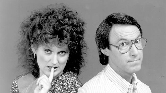 Actors Julie McGregor and Robert Hughes in a publicity photo for Hey Dad!.