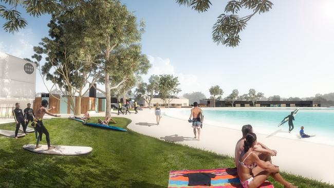 An artist’s impression of the Urbnsurf surf park in Tullamarine.