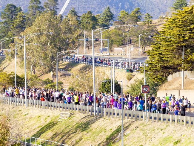Run the Bridge Fun Run 2020 across Tasman Bridge. Picture: RICHARD JUPE