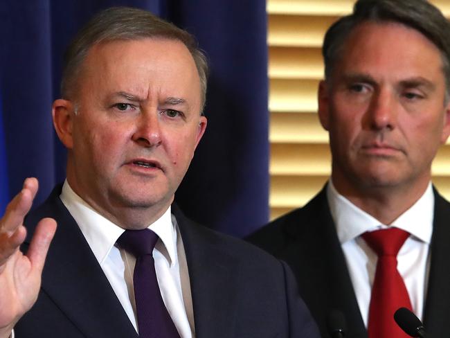 Opposition Leader Anthony Albanese and Deputy Opposition Leader Richard Marles at a Press conference at Parliament House House in Canberra. Picture Kym Smith