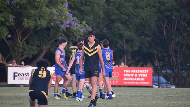 AIC First XVIII AFL footy game between Marist College Ashgrove and St Laurenceâ&#128;&#153;s College. Friday March 3. Picture, Nick Tucker.