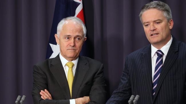 Malcolm Turnbull and Acting Special Minister of State Mathias Cormann yesterday. Picture Gary Ramage