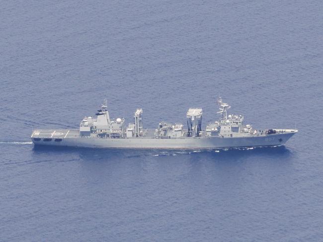 A Chinese warship in the Tasman Sea on Tuesday. Picture: Australian Defence Force