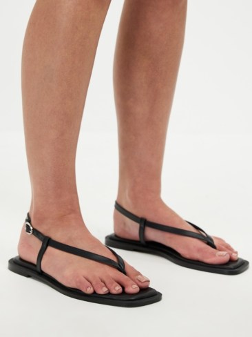 Aere Leather Thong Ankle Strap Sandals. Picture: THE ICONIC.