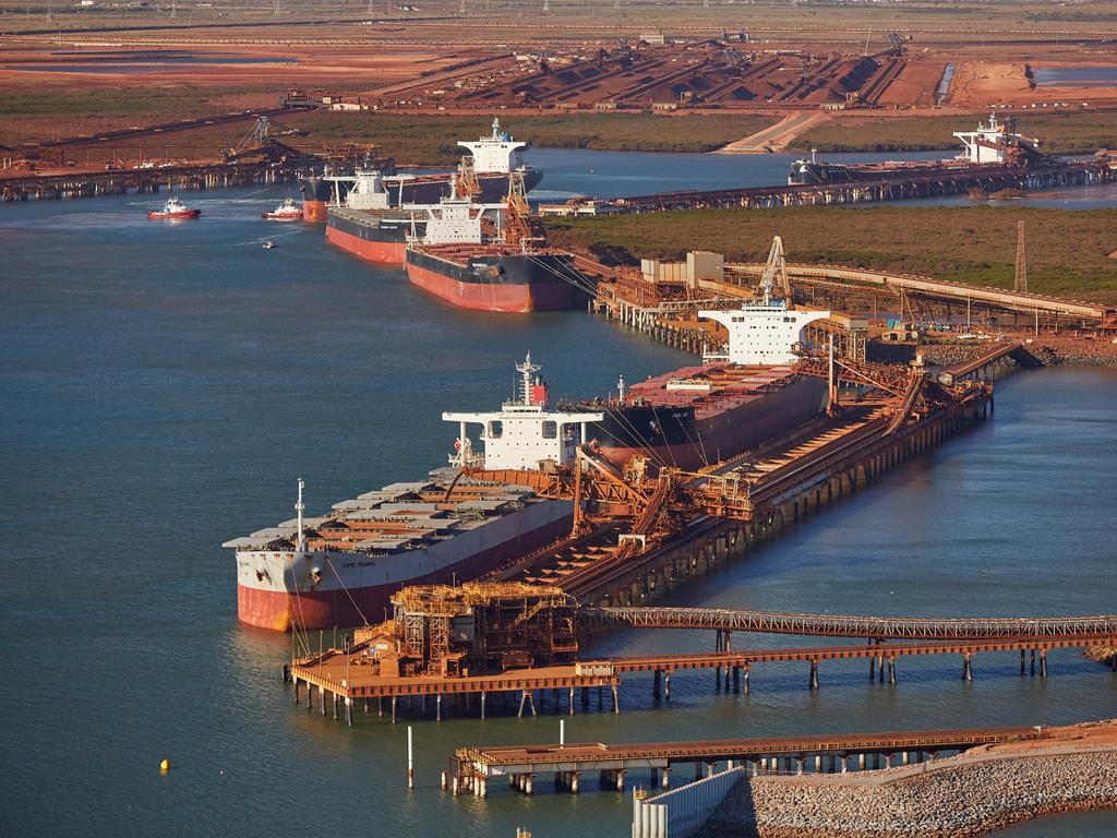 Bulk iron ore carriers at Port Hedland. Picture supplied by the Pilbara Ports Authority.Picture: Supplied