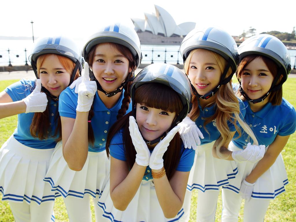 South Koreans have also been sending balloons, but they’ve been delivering USB sticks loaded up with K-Pop, money, food, medicine and anti-North Korean leaflets to North Korea. Korean pop band Crayon Pop, pictured, visited Sydney in 2013. Picture: Sam Ruttyn