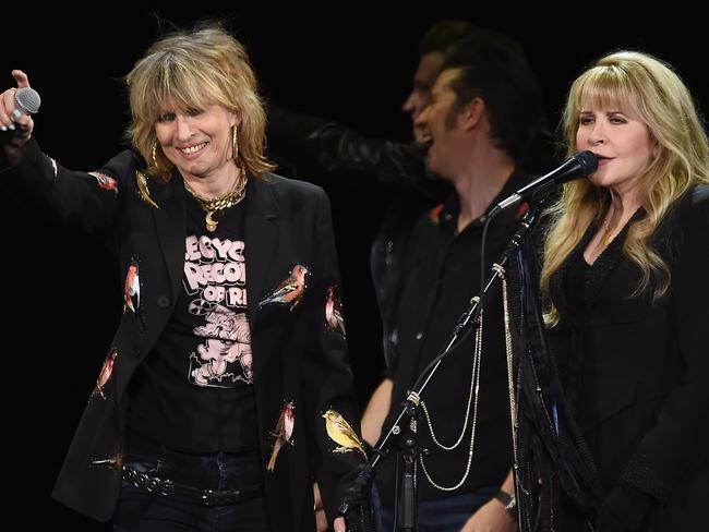 Chrissie Hynde and Stevie Nicks perform Tom Petty’s <i>Stop Dragging My Heart Around</i> in New York earlier this year. Picture: Getty Images