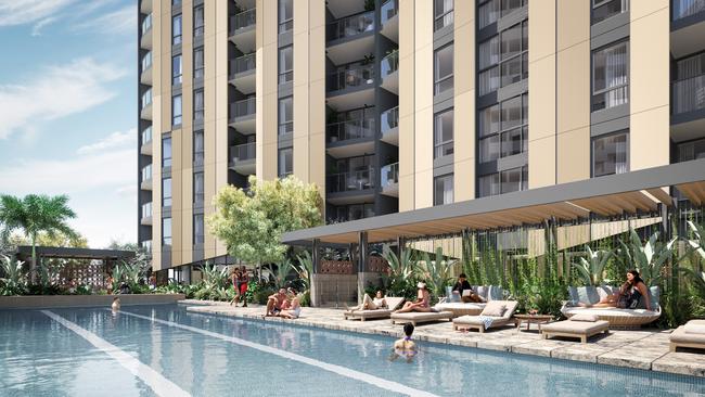 The new build-to-rent development will include a variety of amenities including a 25-metre lap pool with beach edge. Photo: Supplied.