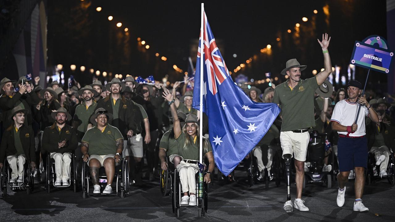 Team Australia's delegation arrives at the Place de la Concorde – let’s go, Australia! Picture: Julien de Rosa/Pool/Getty Images